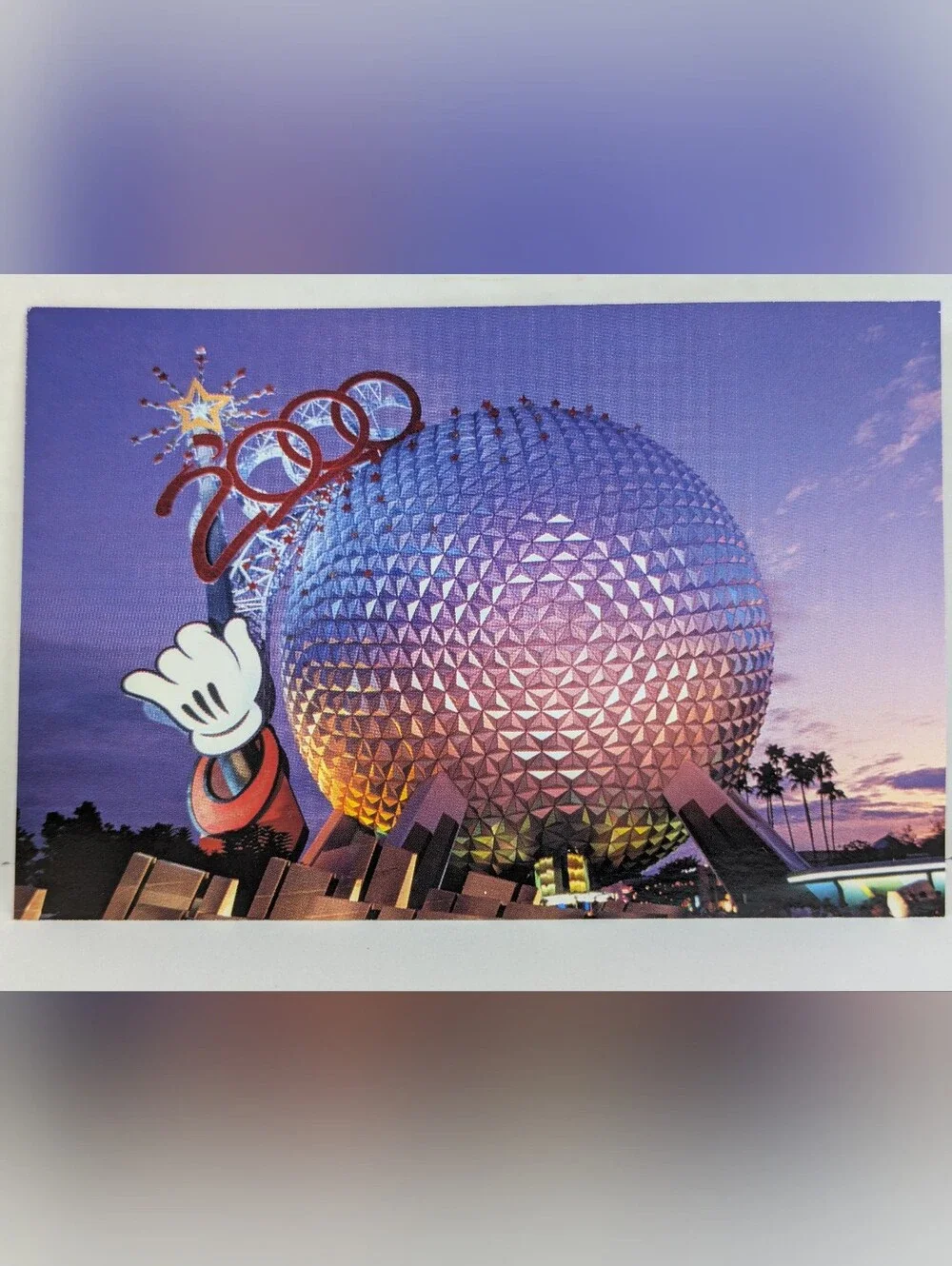 Vintage Disney Postcard Epcot Millennium 2000 Mickey Mouse Spaceship Earth